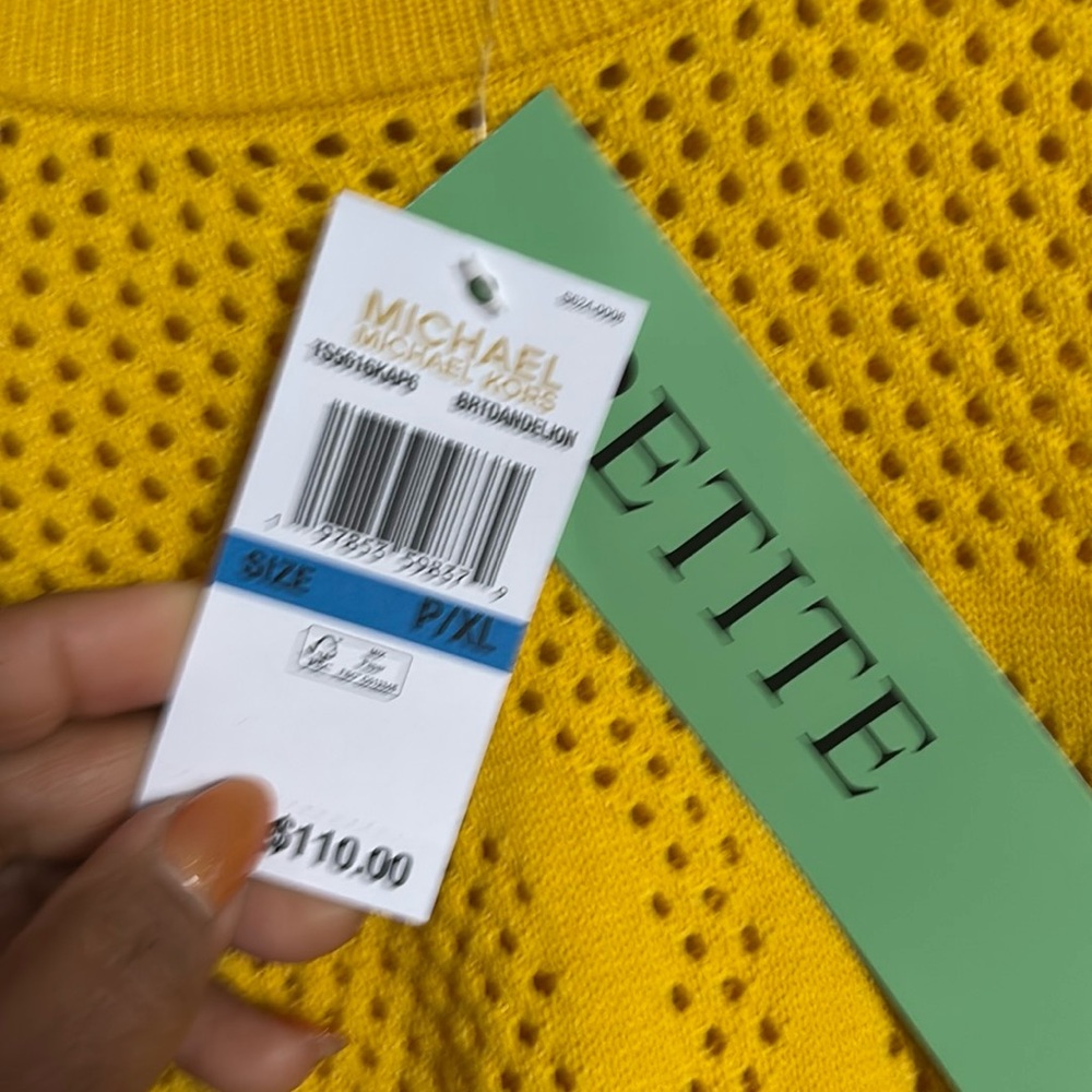 Michael Kors Yellow Crew Neck Sweater with Textured Knit - Picture 7 of 11